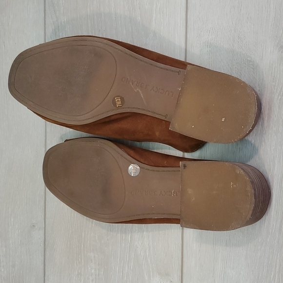 Lucky Brand "Like New" Noomrie Slide Suede Heeled  Sandals shoes sz 7M - Picture 9 of 13